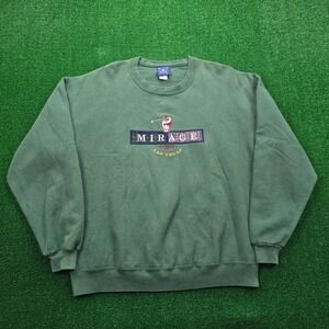 The Mirage Las Vegas Sweatshirt Mens XL Green Pullover Vintage Embroidered Golf
